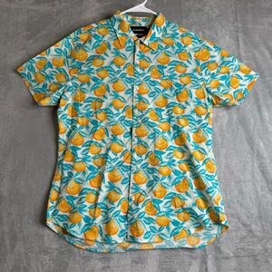 Bonobos Shirt Mens L Riviera Short Sleeve Slim Fit Fruit Tropical Orange Florida
